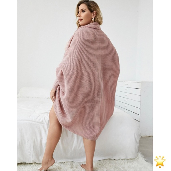 SIZE 2X SHEIN CURVE PLUS OPEN FRONT CARDIGAN COCOON SWEATER DUSTY PINK - Picture 6 of 7